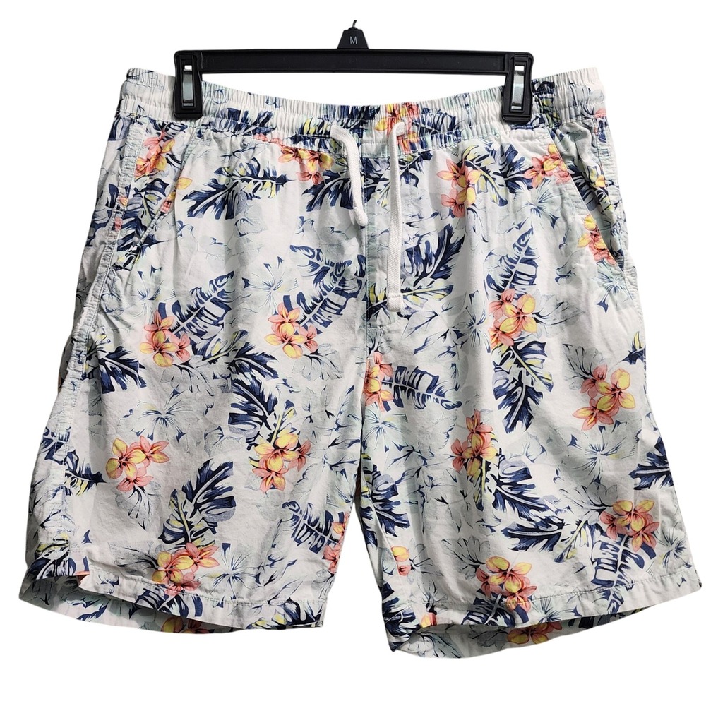 Denim & Flower Floral Print Swim Trunks Casual Beach Shorts Size M‎